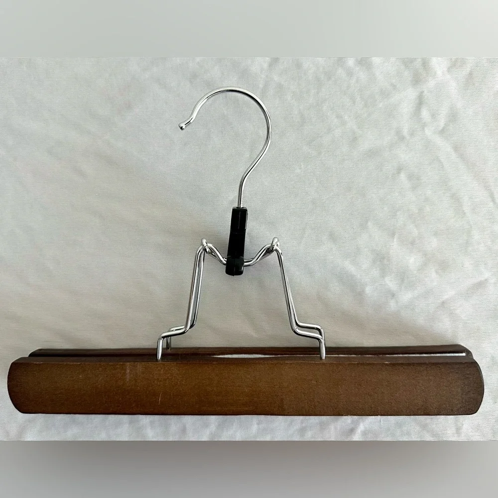 Zober Lot of 28 Solid Wood Skirt Pants Hangers Swivel Hooks Non-Slip Clips